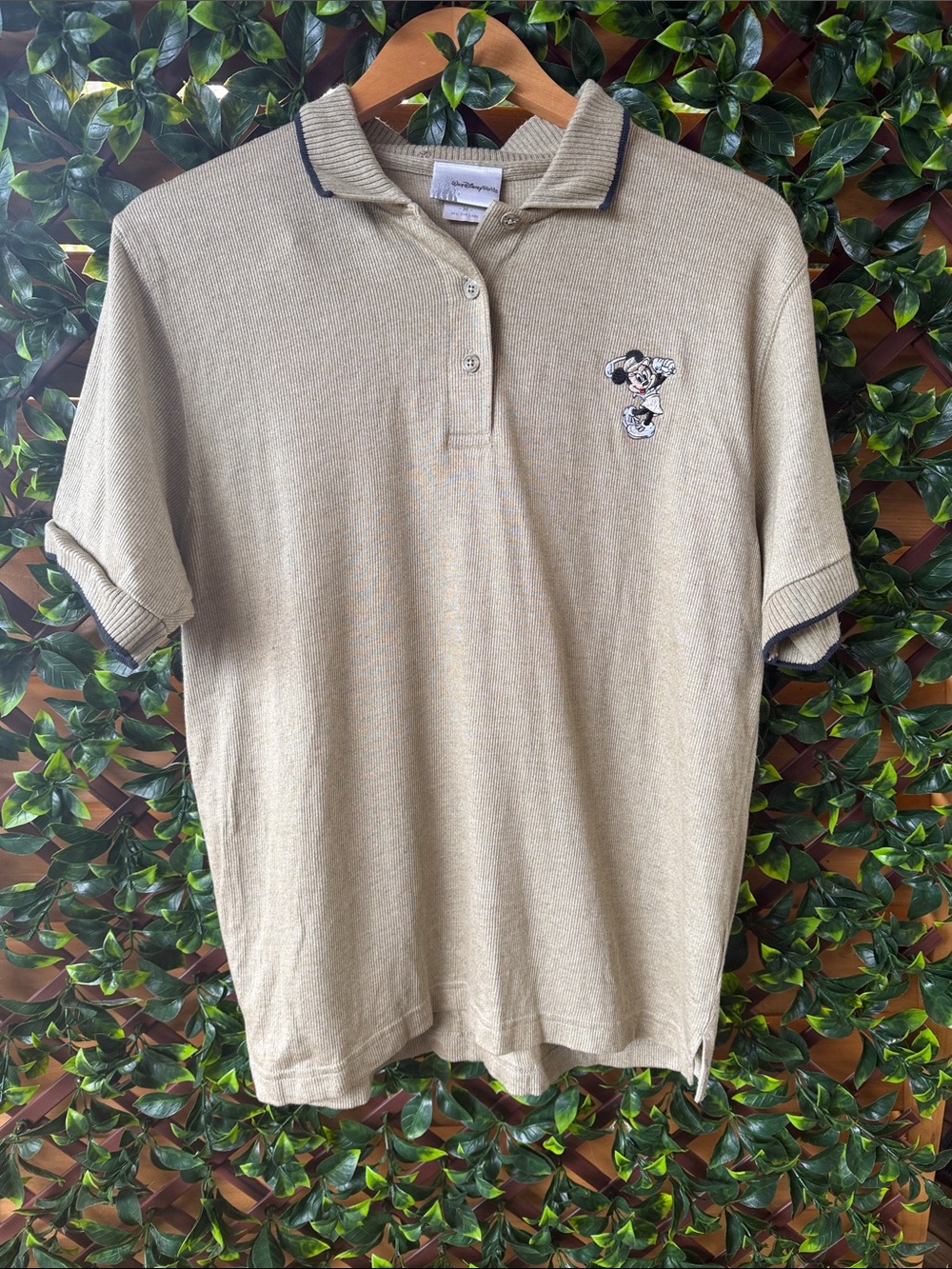 Walt Disney World Women’s Tan Golf Polo with Embroidered Minnie Mouse
